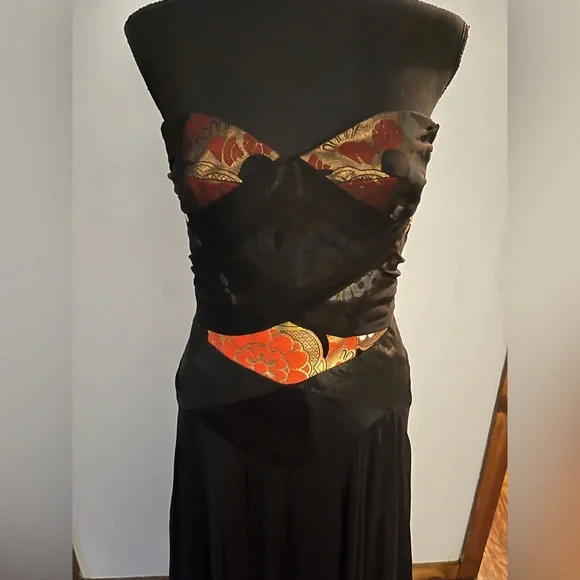 Custom Anne Namba strapless silk gown sz s